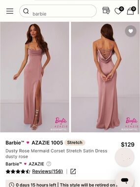 Azazie Dusty Rose Cowl Corset Satin Maxi Dress with Mid Thigh Slit 💐💖🌹